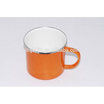 Lovely printing carbon steel enamel mug with coating high quality and colorful decal